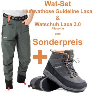 Wat-Set 7 GuideLine Laxa Waist Wathose + Guideline Laxa Watschuhe mit Filz-Sohle
