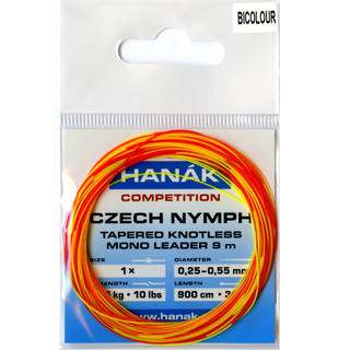 Hanak Czech Nymph Vorfach 1x- 0,25-0,55mm - Tragkraft: 4,5kg - 10lbs Lnge: 9 m
