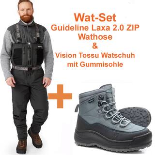 Wat-Set x12 GuideLine Zip Wathose + Vision Tossu Schuh Gummisohle